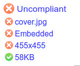 Uncompliant - the dimensions are below 500x500