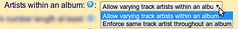 Track artist consolidation settings