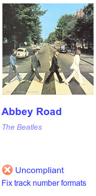 An album with uncompliant track number formats